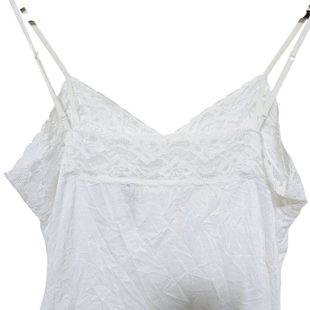 No Boundaries Y2K Babydoll Top Lace Semi Sheer Adjustable Strapes White Size M - Picture 5 of 7